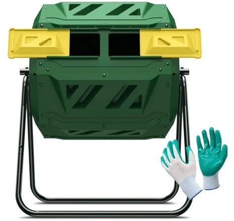Borsa da Giardino Bidone per rifiuti da giardino, bidone per compost Bicchiere per compost Bidone per rifiuti da giardino a doppia camera da 43 galloni Sacchi Giardinaggio(Green)
