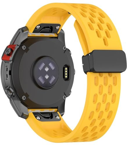 Armband Kompatibel mit Garmin Instinct 3 50mm AMOLED/Instinct 3 Solar 50mm Armband 26mm Magnetisch Armbänder Ersatzarmband Verstellbares Uhrenarmband Sportarmband (Gelb)