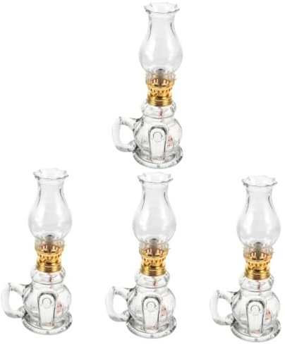 Gatuida 4pièces Lampe à Huile Vintage Pour Décoration Intérieure Éclairage Urgence Et Camping Lampe à Kérosène Rétro Design Élégant Et Pratique