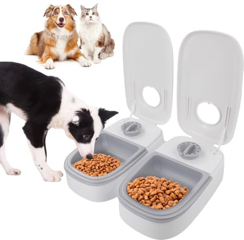2PCS Automatic Cat Feeder with 48H Timer- 2 Meal Cat Food Dispenser for Wet and Dry Food - Automatic Feeders for Cats And Small Dogs