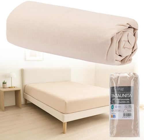 LA SUITE 08 STORE Lenzuolo Con Angoli Matrimoniale, Lenzuola Matrimoniali 180x200 cm 100% Cotone Con Angoli Che Avvolgono Perfettamente Il Materasso Senza Creare Pieghe
