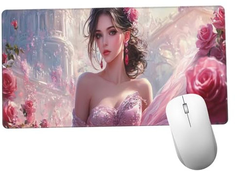Princesa Alfombrilla Ratón 1400x600x3mm Alfombrilla Raton XXL con Base de Goma Antideslizante, Accesorios Gaming Rosa, Ordenador Gamer Regalos, Mouse Pad Gaming Mejora La Precisión Y La Velocida Y1166