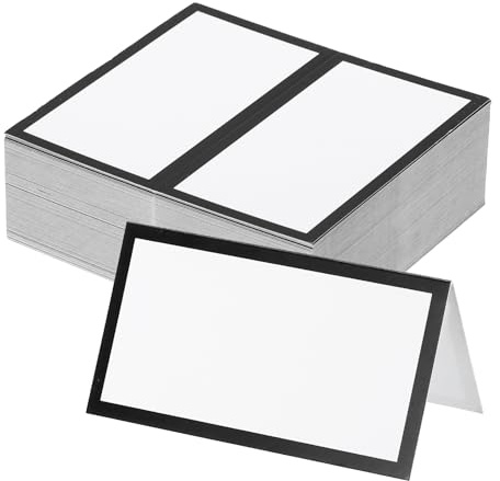 PATIKIL 50Pcs Table Place Cards, 3.5 x 2 Inches Blank Name Place Cards for Table Setting Wedding Reception Buffet, Black