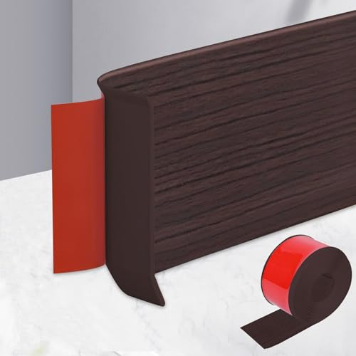 10 m PVC mjuk sockellist självhäftande, golvlistbredd 10 cm, ändlist självhäftande, övergångsprofil för vägg och golv, flexibel golvlist för kök, badrum och vardagsrum, valnötsträ