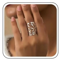 Inateannal Anello A Foglia Grande Aperta Foglie Anelli Da Dito Regolabili Foglia Di Metallo Largo Anello Regolabile Dichiarazione Argento Foglie Cave Anelli Nocche Gioielli Per Le Donne