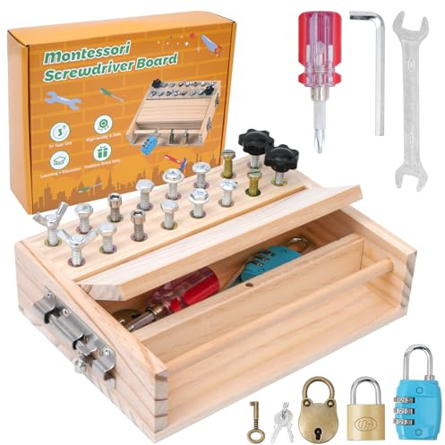 Montessori Jouet à partir de 3, 4, 5 ans, planche à visser en bois, jouet de motricité en bois, tournevis Busy Board, jouet éducatif, cadeau pour filles et garçons