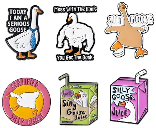 SANTUO 6PCS Funny Goose Enamel Pin Badges Set Cute Animal