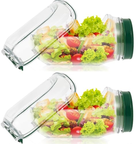 2Pcs Salad Pod Container, Vertical Layering Salad Pod, Built-In Bowl Design, Plastic Interval Salads Box with Leak Proof Sauce Dressing Case, Dishwasher Safe, Fresh Salads Storage for Lunch, Fruit
