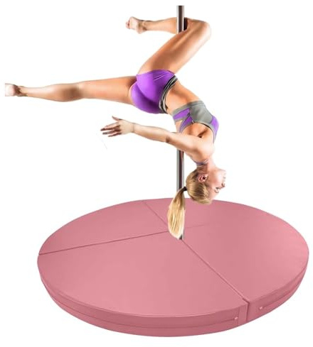 Pole Dance-matta, tjock skummottagningsmatta för dansstång, rund och hopfällbar säkerhetskudde för gymnastik, luft- och fitness, anti-kollisionsmatta i läder