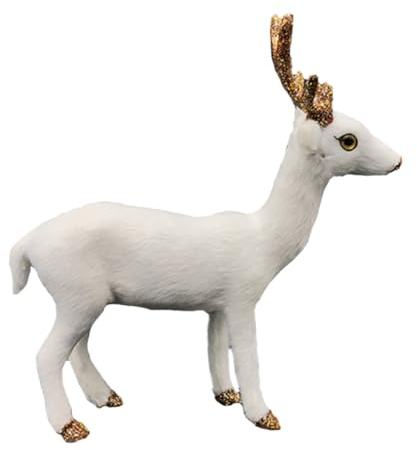 Hohopeti Figurine de Renne Blanc Simulé en Plastique, Éducatif Animal Sauvage, Modèle de Bureau pour Garçon et Filles, Décoration Créative de Noël, Ornement Animal Miniature pour Chambre