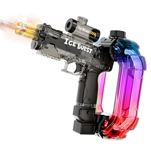 UROINT Pistola De Agua EléCtrica para NiñOs, Pistola De Agua Largo Alcance, AutomáTica Electric Water Gun con Luz Led, Juguetes De Verano Regalo para Adultos NiñAs 6 7 8+ (Pistola Negra)