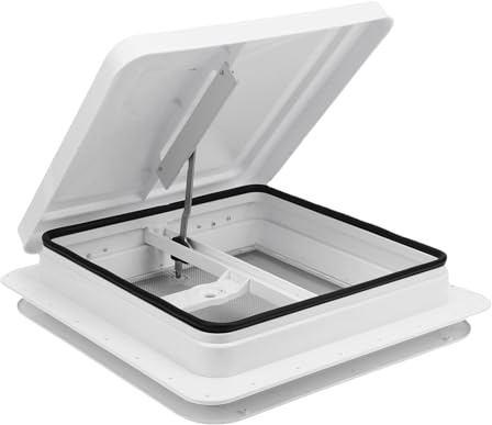 Depisuta 14 x 14in RV Roof Vent Kit, Weatherproof Universal White Lid Manual RV Ceiling Vent Replacement with Switch for Motorhome Trailer, Improve Air Circulation, Wide Compatibility