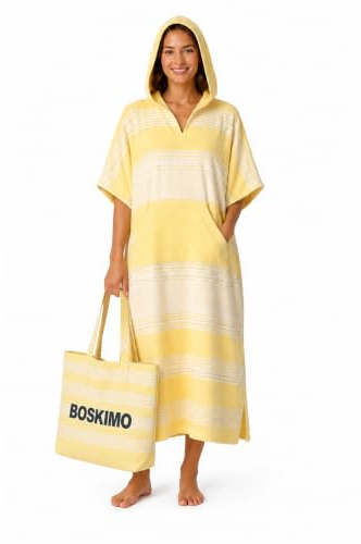 BOSKIMO Poncho Handduk för Vuxna med Kapuschong - Strand Bastu Surf - Väska Ingår