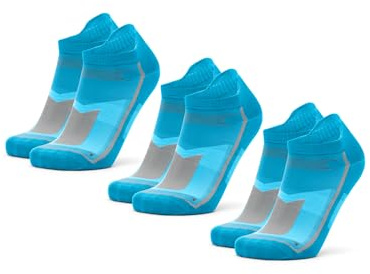 DANISH ENDURANCE 3 o 5 Paia Calzini da Running Uomo Donna Corti, Calze da Corsa Anti Vesciche, Tecnici e Sport, 3 x Blu Caraibi, EU 39-42