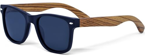 GOWOOD Occhiali da sole per uomo e donna in legno | Aste in vero legno di Zebra e telaio in acetato nero | Lenti scure Cat3 CE protezione UV400 (nere)