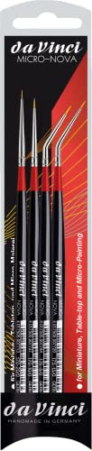 da Vinci Micro-NOVA Pinsel-Set 4275, Miniatur-, Tabletop- & Micro-Malerei, goldene Synthetikfasern, Kurze Stiele, Acryl & Öl, Kunststoff & Papier, vegan, Made in Germany, Rund