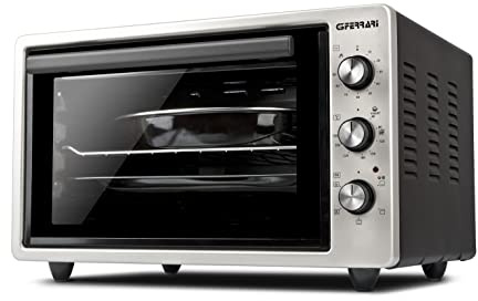 G3 Ferrari G10153 Forno Elettrico Ventilato, Raggiunge fino a 300° C, 5 modalità di cottura, 1400 W, Vetro doppio, Timer 90 min, Accessori inclusi, Argento Nero