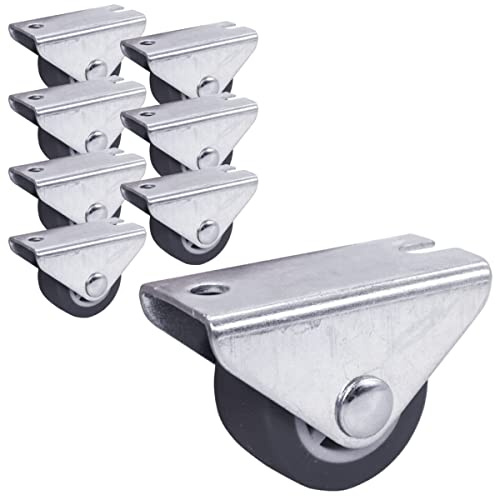 SKIR'CO (8 piezas) Ruedas pequeñas de goma de 25 mm, ruedas de muebles, ruedas fijas, dirección unidireccional, no giratorias
