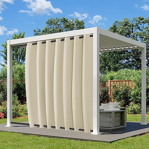 Lapalife Outdoor Vorhang Wasserdichter extra breit Oben und unten mit Ösen,B254XH213cm Wetterfest Outdoor-Verdunklungsvorhänge 1 Stück für Garten Terrasse Pavillon Veranda Balkon
