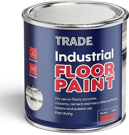 Morgan's Trade 1L Industrial Floor Paint-Ideal For Concrete, Masonry, Garage & Other Floors- Fast Drying Formula-Interior & Exterior Use- (Tile Red)