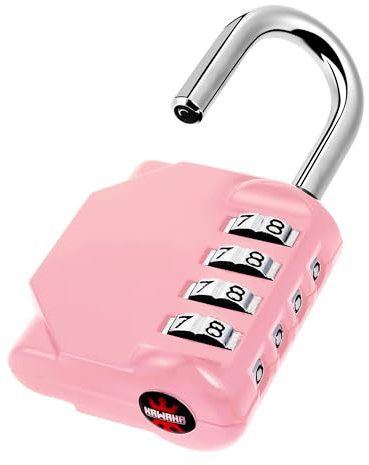 KAWAHA CL11RQ - Candado de combinación de 4 dígitos para exteriores, juego de combinación para cerradura de gimnasio, escuela, puertas, caja de herramientas, cerrojos y almacenamiento (1 cuarzo rosa)