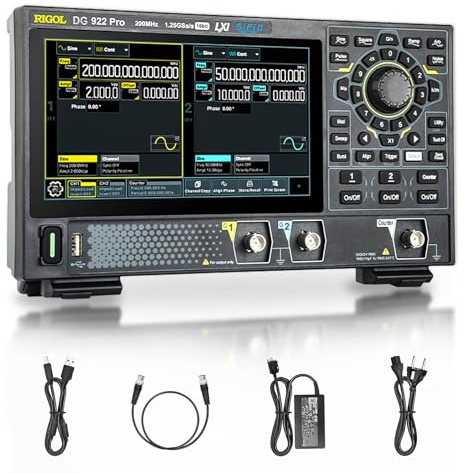 RIGOL Signalgenerator,DG922 Pro Funktionsgenerator,200 MHz,2 Kanäle,16-Bit-Auflösung,7-Zoll-HD-Touchscreen,Unterstützt Powerbank-Stromversorgung,Für Vor-Ort-Tests und Laborschulungen