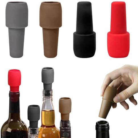Jemey 8 Stück Weinflaschenverschluss, Wiederverwendbarer Weinstopfen für Wein und Champagner, Silikon-Versiegelungsabdeckungen, Wein und Champagner Frisch zu Halten, Bestes Geschenk für Weinliebhaber