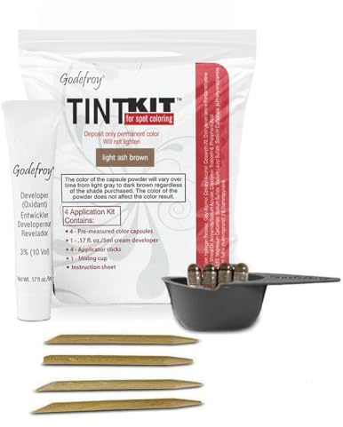 Godefroy Hair Color Kit for Spot Coloring Great For Small Areas Covers Up Gray Hair 4 Applicaion Kit, Light Ash Brown