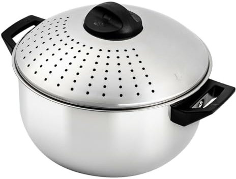 WXFKLDJ Pentola per Pasta in Acciaio Inossidabile da 4,8 Litri con Coperchio A Colino E Funzione di Bloccaggio, per Cucinare Noodle, Verdure O Salse