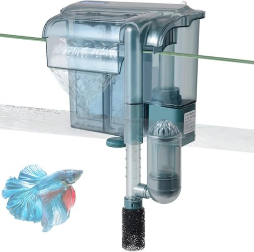 FEDOUR Leiser 350LPH Aquarien Außenfilter - 3W Einstellbarer Aquarium Filter mit 2 Filterpatronen für 20-55L Aquarium, mit Schwimmerventil und Verlängertem Einlassrohr