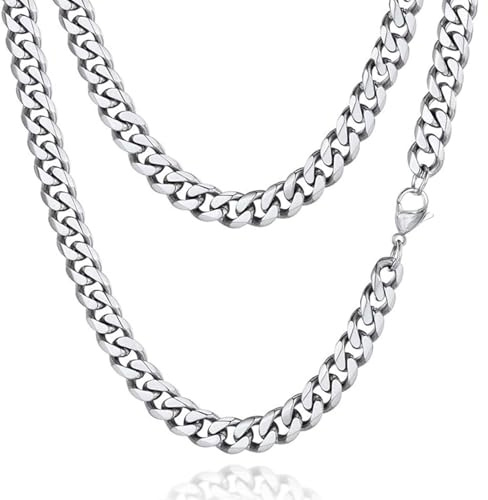 Zinvefa män kvinnor pansarkedja halsband halskedja, 3/5/7/9 mm bred klassisk rostfritt stål halsband män silver guldkedja silverkedja längd 50/55/60cm
