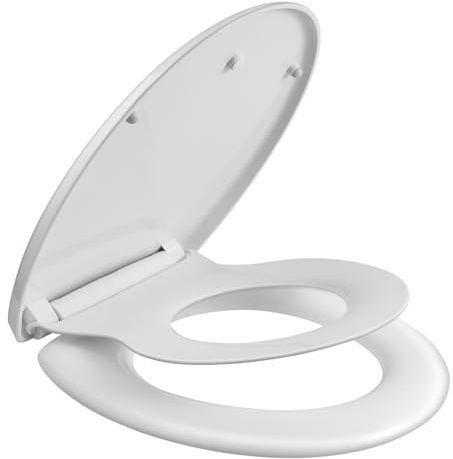 SAMODRA-Abattant WC Familial Forme O Lunette de Toilette pour Adultes et Enfants Cuvette Toilette avec Frein de Chute matériel d'urée-Formaldéhyde (Familial Forme O)