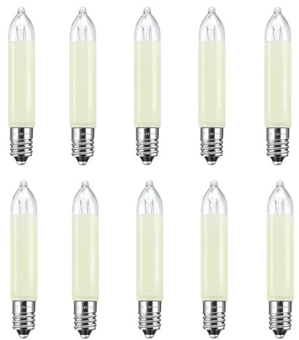 Caldarax 10 Stück E10 14V 3W Ersatzbirnen Schwibbogenlampe Kleinschaftkerze, Warmweiß 2700K, 30LM, Klein Schaftkerzen Schwibbogen, für Lichterketten, Schwibbogen, Weihnachtsbaum