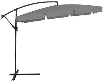 HERSIG - Sombrilla Terraza Exterior - Parasol Jardin Ø300 cm - Parasol Terraza Exterior con Manivela - Sombrilla Jardin Grande con Soporte Metálico - Protección Solar para Jardines y Terrazas - Gris