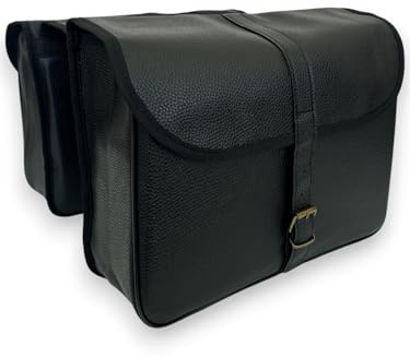 MADICKS Coppia Borse Doppie Posteriori Per Portapacchi | Cartella Bicicletta - Vinilpelle Vintage Pelle Cuoio - Universale - Olanda - Citybike Passeggio Borselli Laterali Nero