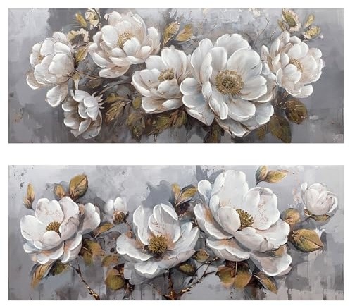 DRW Quadro su Tela con Fiori in Colori Dipinti a Mano, 150 x 3 x 60 cm, #Value, Medidas: 150x3x60cm