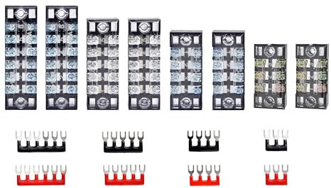 HAXIHA 600V 15A Screw Terminal Strip 8 Sets 3/4/5/6 Positions, Double Row Screw Terminal Strip Block with Cover 400V 15A Pre-Insulated Terminal Barrier Strip (TB1504) for Electronic Circuit