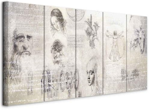 murando - Quadro Fonoassorbente Scritture Figure 150x60 cm 5 Pezzi - Canvas - Quadri Acustici Componibili XXL Grandi - Pannelli Fonoassorbenti Decorativi - Decorazione Soggiorno h-C-0195-b-m