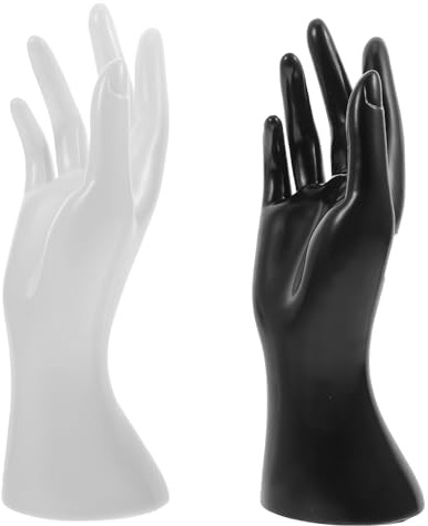 BESPORTBLE 2 Pezzi Espositore Mano Nero e Bianco per Gioielli Supporto Bracciali e Anelli Elegante e Delicato per Vetrine Fiere e Uso Domestico