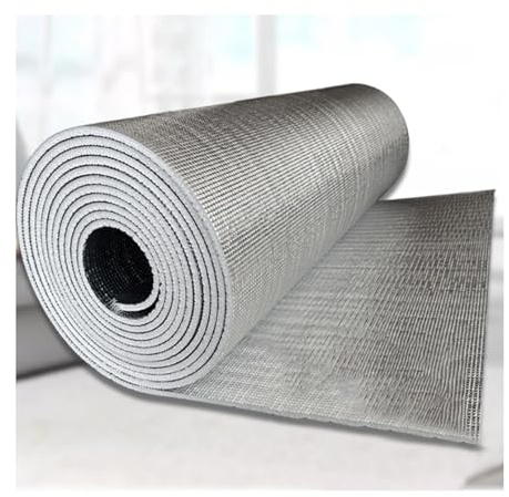 YPIOUREN Insulating Aluminium Foil Barrier,Double-Sided Aluminum Foil EPE Foam Heat Reflective Shield,Aluminium Vapour Barrier,for Walls, Roofs(500cm/196.9in,2.5cm/0.98in)