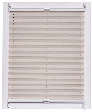 Plissee Made in Germany, Tageslicht, Echtcrush, natur, Klemmfix, weisse Schiene, 80 x 150