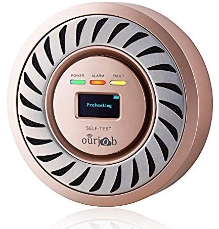 CO Alarme Détecteurs de monoxyde de Carbone, électrochimique CO Détecteur de gaz Toxique, Moniteur USB à monoxyde de Carbone avec Affichage numérique OLED pour la Maison/Garage/Caravane(Champagne)