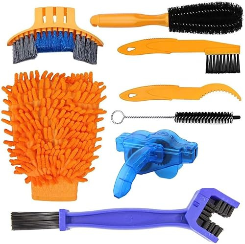 MMOBIEL Lot de 7 outils de nettoyage pour vélo de montagne, route, ville, BMX - Brosse de nettoyage pour chaîne, roue, pneu