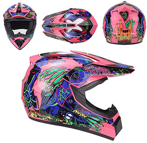 WEITY Casque de moto intégral pour jeunes, casque de moto tout-terrain MX ATV scooter pour hommes et femmes adultes, certification DOT (Pink,M)