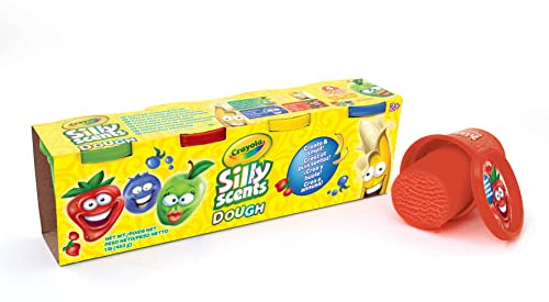 Crayola - Silly Scents Dough, kit de 4 pots de pâte à modeler parfumée | Silly scents dough, Kit de 4 pots, 4 délicieux parfums, Crée et respire les parfums, Sûr et atoxique, À partir de 2 ans