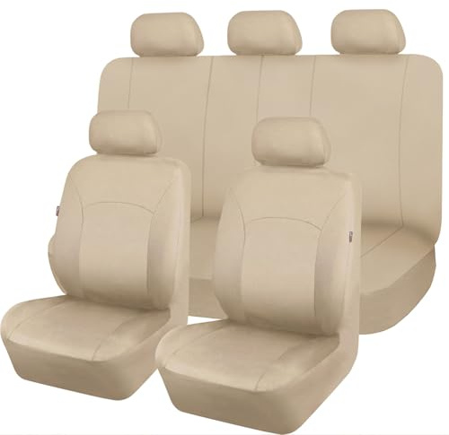 Flying Banner Fundas Asientos Coche Universales para Delanteros y Traseros Compatibles con Airbags Laterales (Todos Beige, Juego Completo)