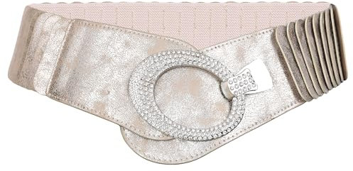 irisaa breiter Damen Gürtel Elastischer Taillengürtel, Hüftgürtel Stretch Gürtel mit Hakenverschluss, Damen Taillengürtel 2020:Gold Strass, Damen Taillengürte Größe:ONE SIZE