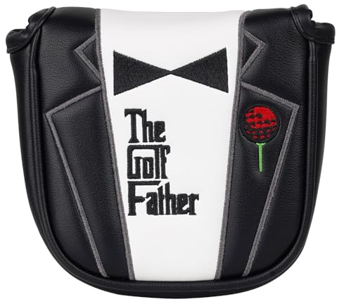 Cubierta de putter de mazo cuadrado de golf con eje de talón magnético en cuero PU negro y blanco The Golf Father Regalo para SpiderX/EX