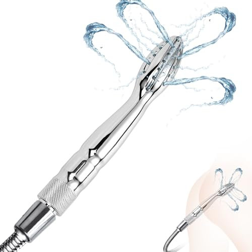 BDSMYEE Analdusche für Analverkehr,180 mm Aluminiumlegierung Po Dusche für Badezimmerrohre,Einlauf Klistiere zur Darmreinigung, Intimdusche Irrigator Darmspülung (Silber)