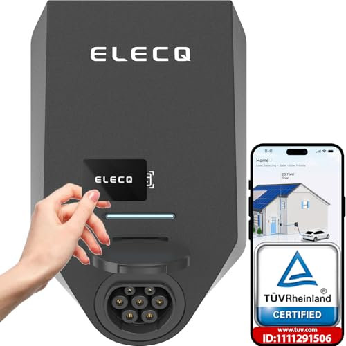 ELECQ Wallbox 7,4 kW Tipo 2 Monofase con WiFi OCPP RFID,Ricarica solare e bilanciamento dinamico del carico,potenza regolabile 32A,Caricatore intelligente per auto elettriche domestiche | Conforme GSE